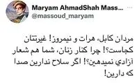 کنایه دختر احمدشاه مسعود به مردان کابل