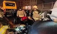 تصادف زنجیره‌ای ۱۴خودرو در تهران