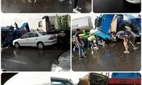 تصاویری از تصادف زنجیره‌ای در اتوبان قزوین