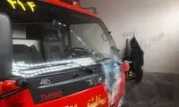 آسیب خودروی آتش‌نشانی در پی برخورد نارنجک!