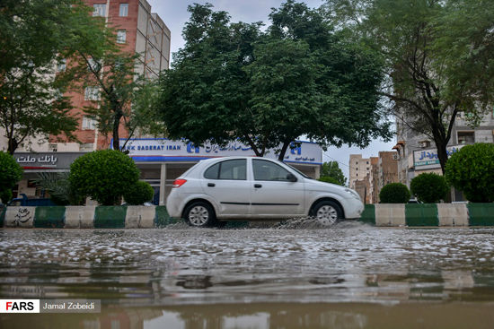 آب گرفتگی پس از بارندگی در اهواز