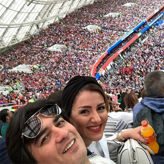 سامان احتشامی و همسرش در افتتاحیه جام جهانی