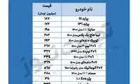 قیمت خودرو در بازار امروز