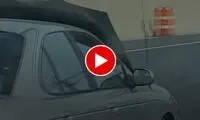 باز شدن ناگهانی کاپوت یک خودرو در حال حرکت