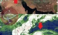 تصاویر ماهواره‌ای از حرکت جبهه بارشی در ایران