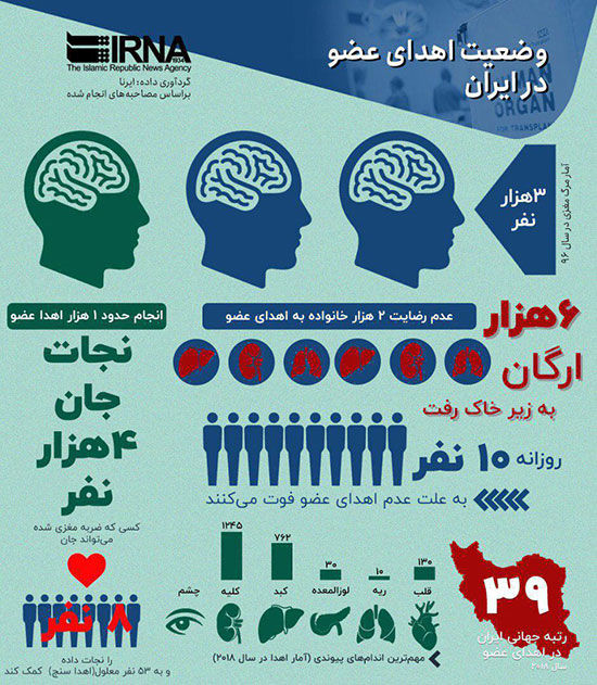 اینفوگرافی: وضعیت اهدای عضو در ایران