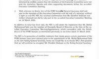 نامه مجدد AFC: انتخاب نبی تخلف است!
