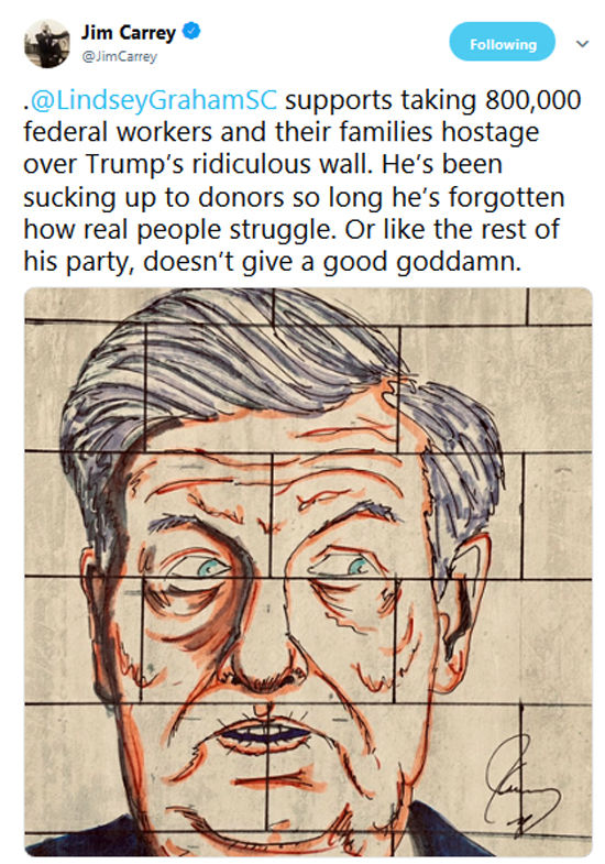 «جیم کری» یک سناتور را سوژه کارتون خود‌ کرد‌