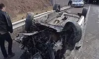 واژگونی و برخورد 2 خودرو در آزادراه قزوین رشت
