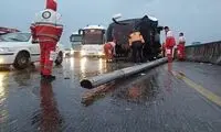تلف شدن ماهی‌های جاده هراز بر اثر واژگونی تریلر حامل مواد شیمیایی