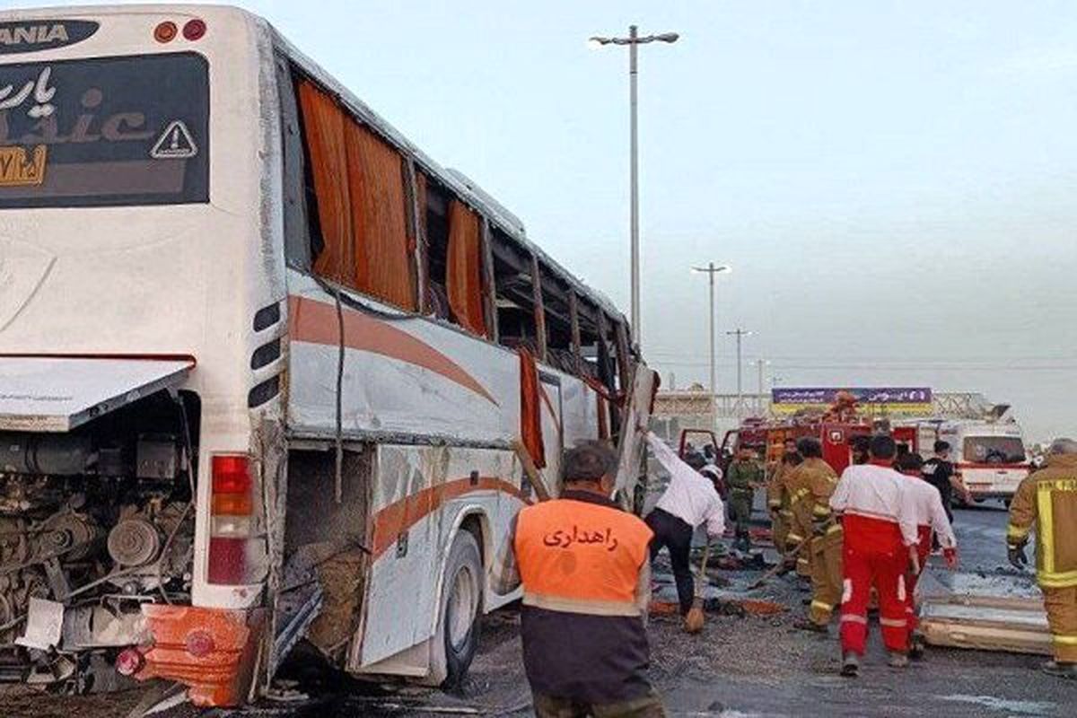   حادثه تلخ برای اتوبوس دانش‌آموزان در قزوین 