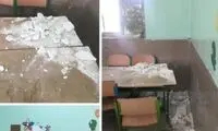 تصاویر ریزش سقف مدرسه دخترانه در آبادان 