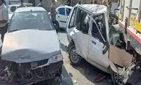 تصادف زنجیره‌ای هولناک ۴ خودرو در جاده ارومیه