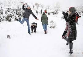 حرکت شاد چند هموطن در برف که همه را سر ذوق آورد