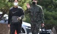 حضور بازیکنان کره جنوبی با لباس سربازی در اردو!