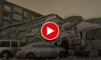 لحظه فرو ریختن ناگهانی ساختمان‌ها در ترکیه 