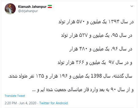 جهانپور: وارد فاز میانسالی جمعیت شده‌ایم