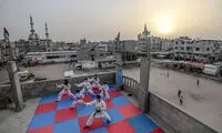 ورزش خانوادگی روی پشت بامِ غزه