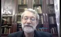 نمایی از تدریس آنلاین لاریجانی در دانشگاه تهران