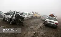 تصادف زنجیره‌ای ۲۶ خودرو در آزادراه کرج-قزوین