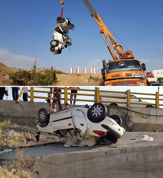 واژگونی مرگبار پژو ۲۰۶ در آزادراه تهران _ پردیس