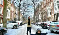 برف بازی رضا گوچی و پسرش در هلند