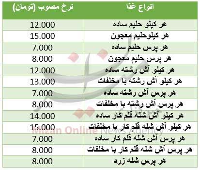 قیمت آش و حلیم در ماه رمضان