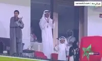 واکنش دیدنی امیر قطر بعد از صعود مراکش