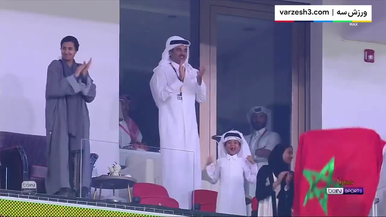 واکنش دیدنی امیر قطر بعد از صعود مراکش
