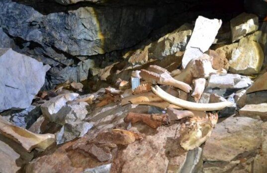 تصویر جالبی از یک غار عجیب پر از استخوان‌ در روسیه