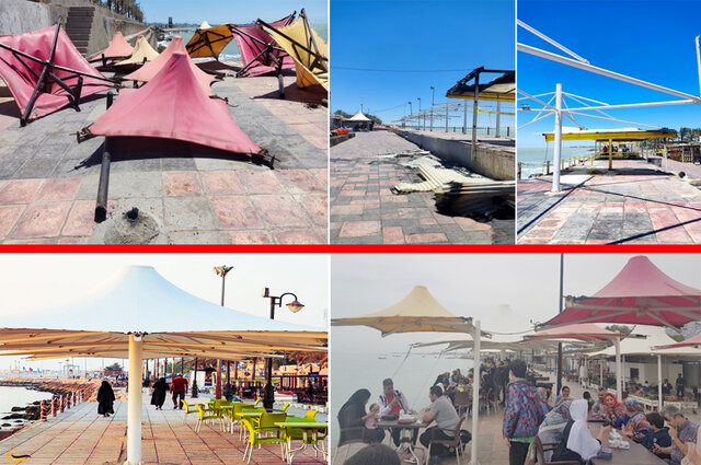 علت تخریب سایه‌بان‌های کافه‌های ساحل بوشهر 