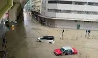 خیابان‌های هنگ کنگ تبدیل به رودخانه شد