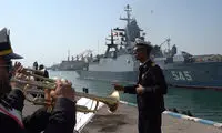 تصویر ناو روسی که در بندرعباس پهلو گرفت