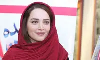 استایل بامزه بهنوش طباطبایی با لباس قرمز