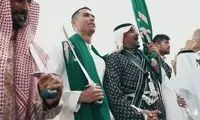 رقص شمشیر رونالدو با پرچم عربستان!