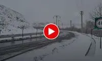 برف و کولاک زمستانی در جاده فیروزکوه