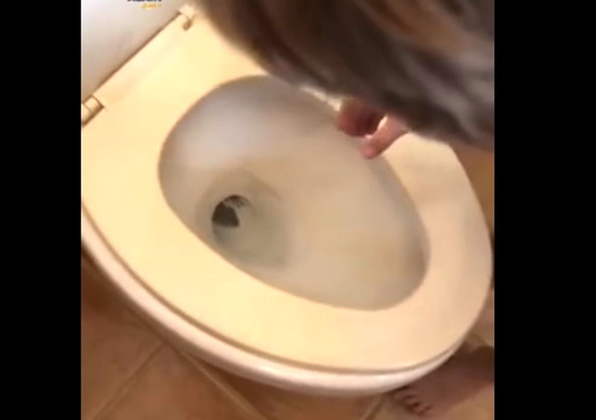غافلگیری ترسناک یک کودک در چاه توالت!