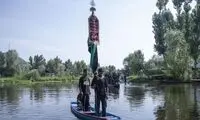 تصاویری از عزاداری سنتی کشمیری‌ها روی قایق