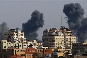 لحظه‌ حمله جنگنده‌های اسرائیلی به نوار غزه