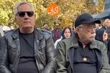 اکبر زنجانپور و مجید مظفری در مراسم تشییع هادی مرزبان