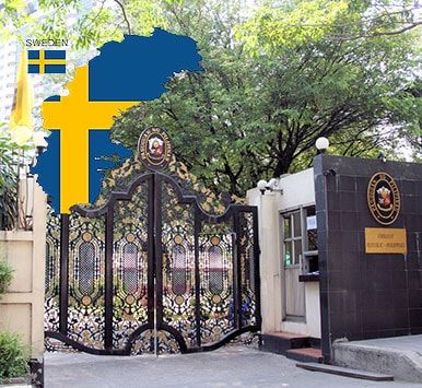 خودنمایی بنر جدید مقابل سفارت سوئد در تهران