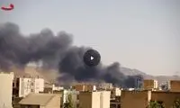 سیاه شدن آسمان تهران به دلیل آتش‌سوزی