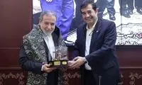 اهدای شال پهلوانی به عراقچی در یک مراسم
