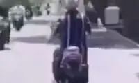 حرکات جنون‌آمیز یک پیرمرد وسط خیابان‌ ولیعصر 