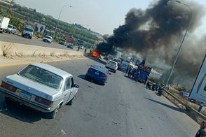 تصاویری از حمله پهپادی اسرائیل به جنوب لبنان