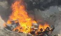 آتش‌سوزی هولناک تانکر حامل سوخت در ناغان