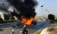 تصویری از خودروی هدف قرار گرفته در جنوب لبنان