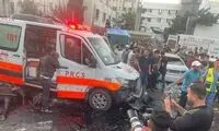 لحظات اولیه بمباران محوطه بیمارستان قدس در غزه