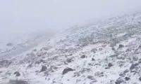 تصاویر کم‌نظیر از برف تابستانی روی بام ایران