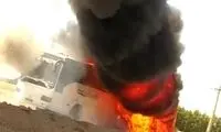 اتوبوس حامل سربازان ارتش طعمه حریق شد 